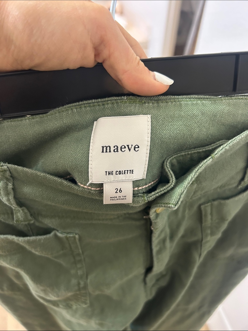 Anthropologie - Maeve Olive Green Collette Linen Pants - Size 26 - Picture 2 of 4